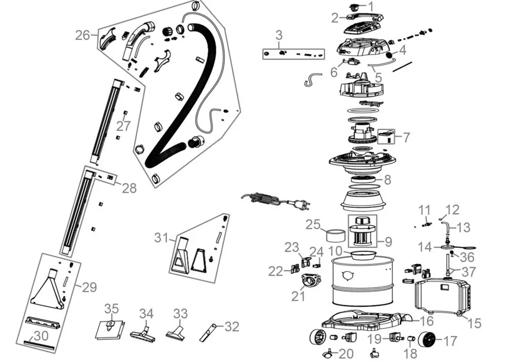 Zeichnung - GDE Waschsauger GWS 1600-20 - 17019